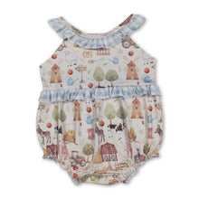 Load image into Gallery viewer, Sleeveless plaid ruffle farm baby girls romper