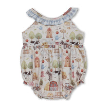 Load image into Gallery viewer, Sleeveless plaid ruffle farm baby girls romper