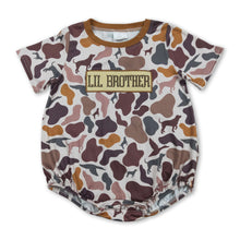 Load image into Gallery viewer, Short sleeves lil brother hunting camo baby boy romper
