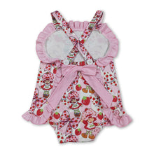 Load image into Gallery viewer, Strawberry bow ruffle straps baby girls summer romper