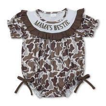 Load image into Gallery viewer, Short sleeves Mama's bestie embroidery camo girls romper