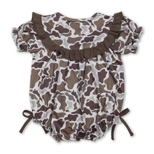 Load image into Gallery viewer, Short sleeves Mama's bestie embroidery camo girls romper