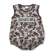 Load image into Gallery viewer, Sleeveless mama's boy embroidery camo romper