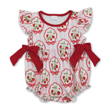 Load image into Gallery viewer, Flutter sleeves stripe strawberry baby girls romper