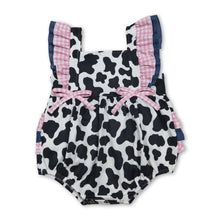 Load image into Gallery viewer, Flutter sleeves cow ruffle baby girls summer romper