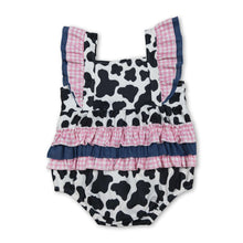 Load image into Gallery viewer, Flutter sleeves cow ruffle baby girls summer romper