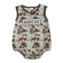 Load image into Gallery viewer, Sleeveless camo mama's boy embroidery baby romper
