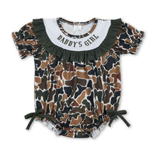 Load image into Gallery viewer, Short sleeves Daddy's girl embroidery camo baby romper