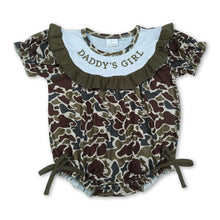 Load image into Gallery viewer, Short sleeves ruffle daddy's girl camo baby romper
