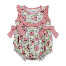 Load image into Gallery viewer, Sleeveless floral watermelon bow baby girls summer romper