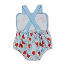 Load image into Gallery viewer, Light blue straps popsicle baby boy 4th of july romper
