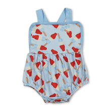 Load image into Gallery viewer, Light blue straps popsicle baby boy 4th of july romper