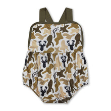 Load image into Gallery viewer, Straps deer camo baby boy summer romper
