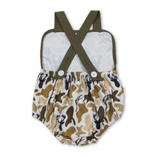 Load image into Gallery viewer, Straps deer camo baby boy summer romper
