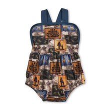 Load image into Gallery viewer, Blue straps deer camo hunting baby boy summer romper