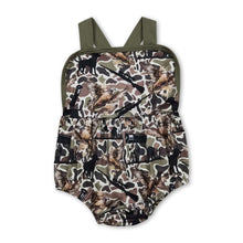 Load image into Gallery viewer, Straps hunting dog camo baby boy summer romper