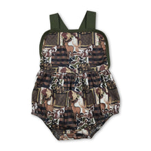 Load image into Gallery viewer, Straps deer stripe camo baby boy summer romper