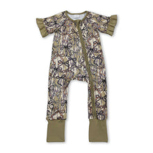 Load image into Gallery viewer, Ruffle short sleeves bow camo baby girls zipper romper