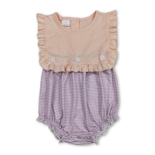 Load image into Gallery viewer, Purple stripe ruffle baby girls summer romper