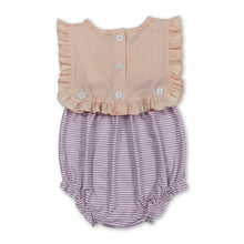 Load image into Gallery viewer, Purple stripe ruffle baby girls summer romper