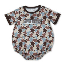 Load image into Gallery viewer, Little brother embroidery camo baby boy romper