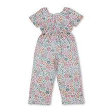 Load image into Gallery viewer, Short sleeves pink floral pockets kids girls jumpsuit
