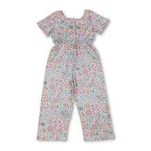 Load image into Gallery viewer, Short sleeves pink floral pockets kids girls jumpsuit