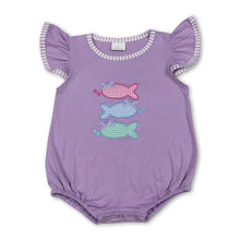 Load image into Gallery viewer, Lavender flutter sleeves fish bow baby girl summer romper
