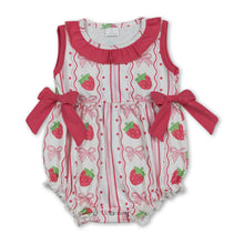 Load image into Gallery viewer, Sleeveless strawberry bow baby girls summer romper