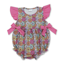 Load image into Gallery viewer, Flutter sleeves floral bow baby girls summer romper