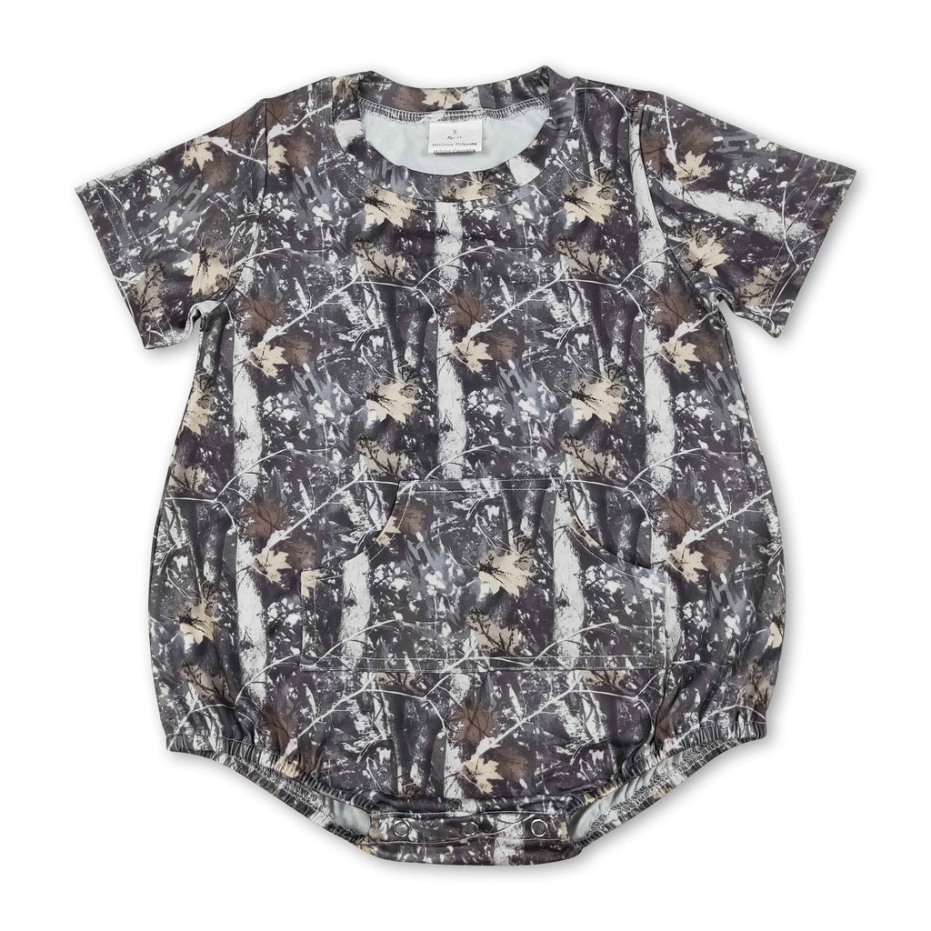 Short sleeves camo pocket baby boy summer romper