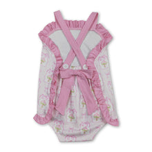 Load image into Gallery viewer, Pink straps stripe bow floral baby girls summer romper