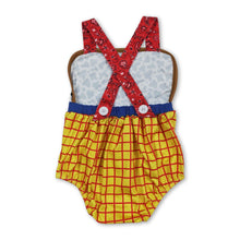 Load image into Gallery viewer, Straps cow plaid baby boy summer romper