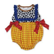 Load image into Gallery viewer, Sleeveless cow plaid baby girls summer romper