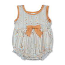Load image into Gallery viewer, Sleeveless floral bow ruffle baby girls summer bubble