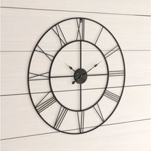 Load image into Gallery viewer, Round 24-inch Metal Wall Clock with Roman Numerals