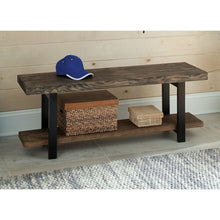 Load image into Gallery viewer, Modern Industrial Style Wood and Metal Accent Bench