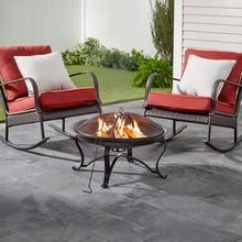 Load image into Gallery viewer, 30-inch Round Steel Outdoor Fire Pit with Mesh Cover and Poker in Bronze