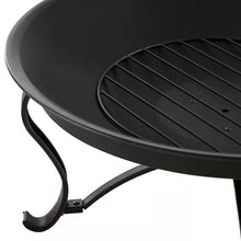Load image into Gallery viewer, 30-inch Round Steel Outdoor Fire Pit with Mesh Cover and Poker in Bronze