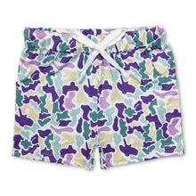 Load image into Gallery viewer, Purple yellow green camo kids boys Mardi Gras shorts