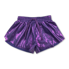 Load image into Gallery viewer, Purple drawstring kids girls shorts