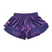 Load image into Gallery viewer, Purple drawstring kids girls shorts
