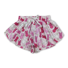 Load image into Gallery viewer, Floral pink white bunny kids girls Easter active shorts