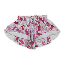 Load image into Gallery viewer, Floral pink white bunny kids girls Easter active shorts