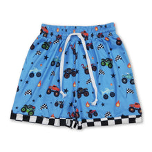 Load image into Gallery viewer, Plaid flag trucks kids boys summer shorts