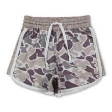 Load image into Gallery viewer, Purple camo drawstring kids girls summer shorts