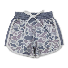 Load image into Gallery viewer, Grey camo drawstring kids girls summer shorts