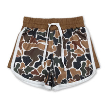 Load image into Gallery viewer, Brown camo drawstring kids girls summer shorts