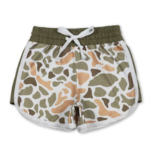 Load image into Gallery viewer, Green camo drawstring kids girls summer shorts