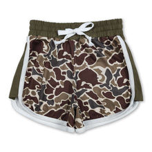 Load image into Gallery viewer, Dark green camo drawstring kids girls summer shorts